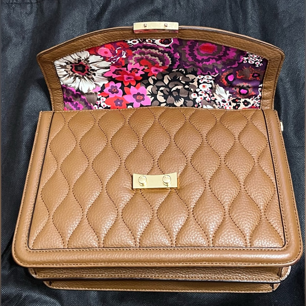 Vera Bradley Genuine Leather Lydia Satchel Cognac - Picture 7 of 14